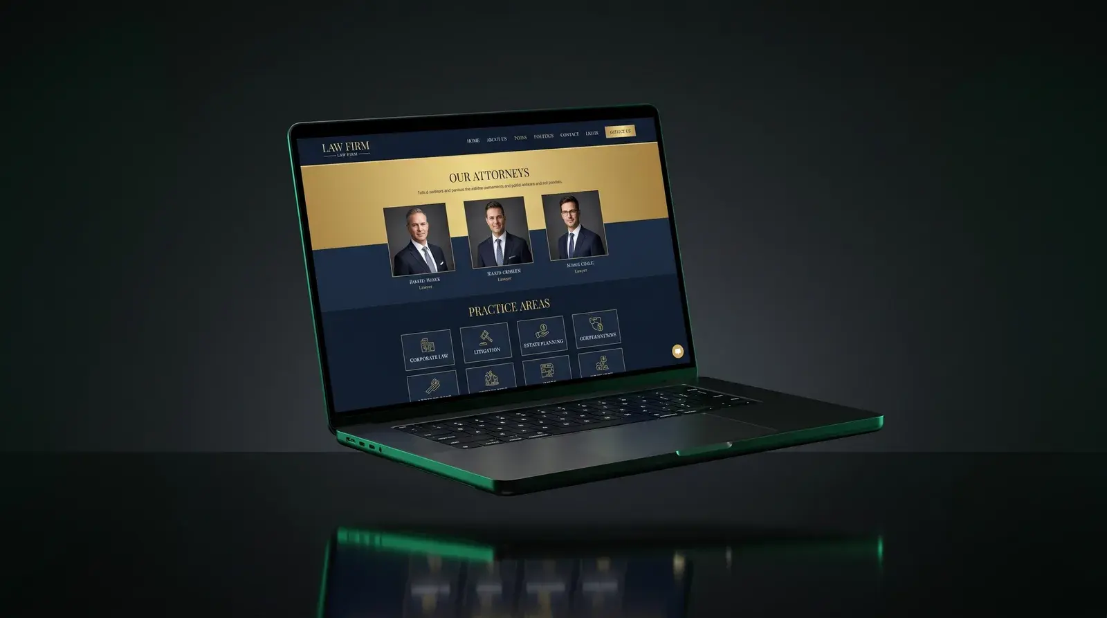 Law firm website design on a laptop