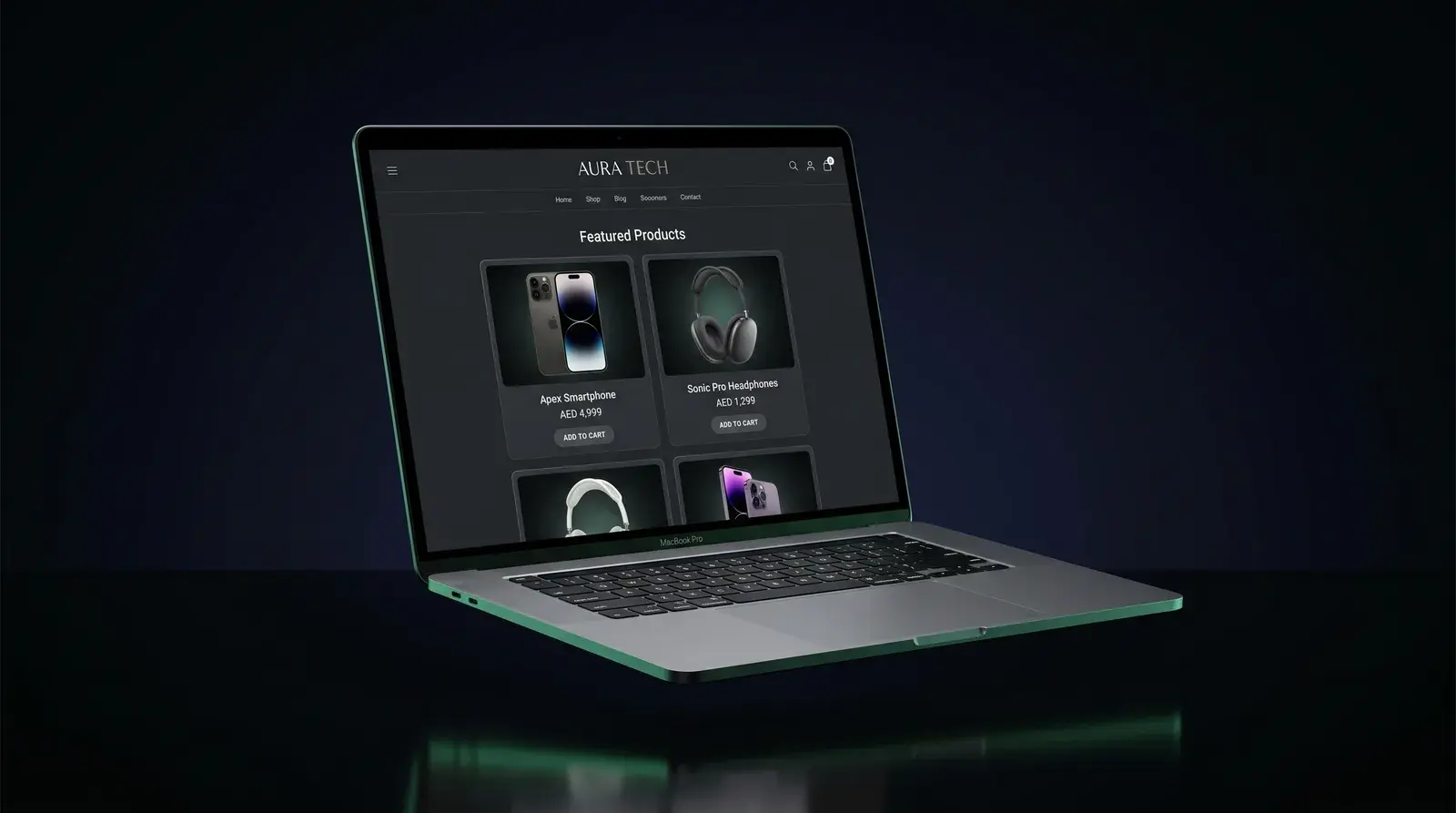 Consumer electronics online store on a laptop
